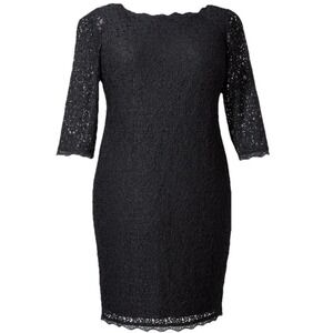 Adrianna Papell‎ Dress 22W Black Lace Whimsigoth Dark Fairy Vamp Coquette  $195